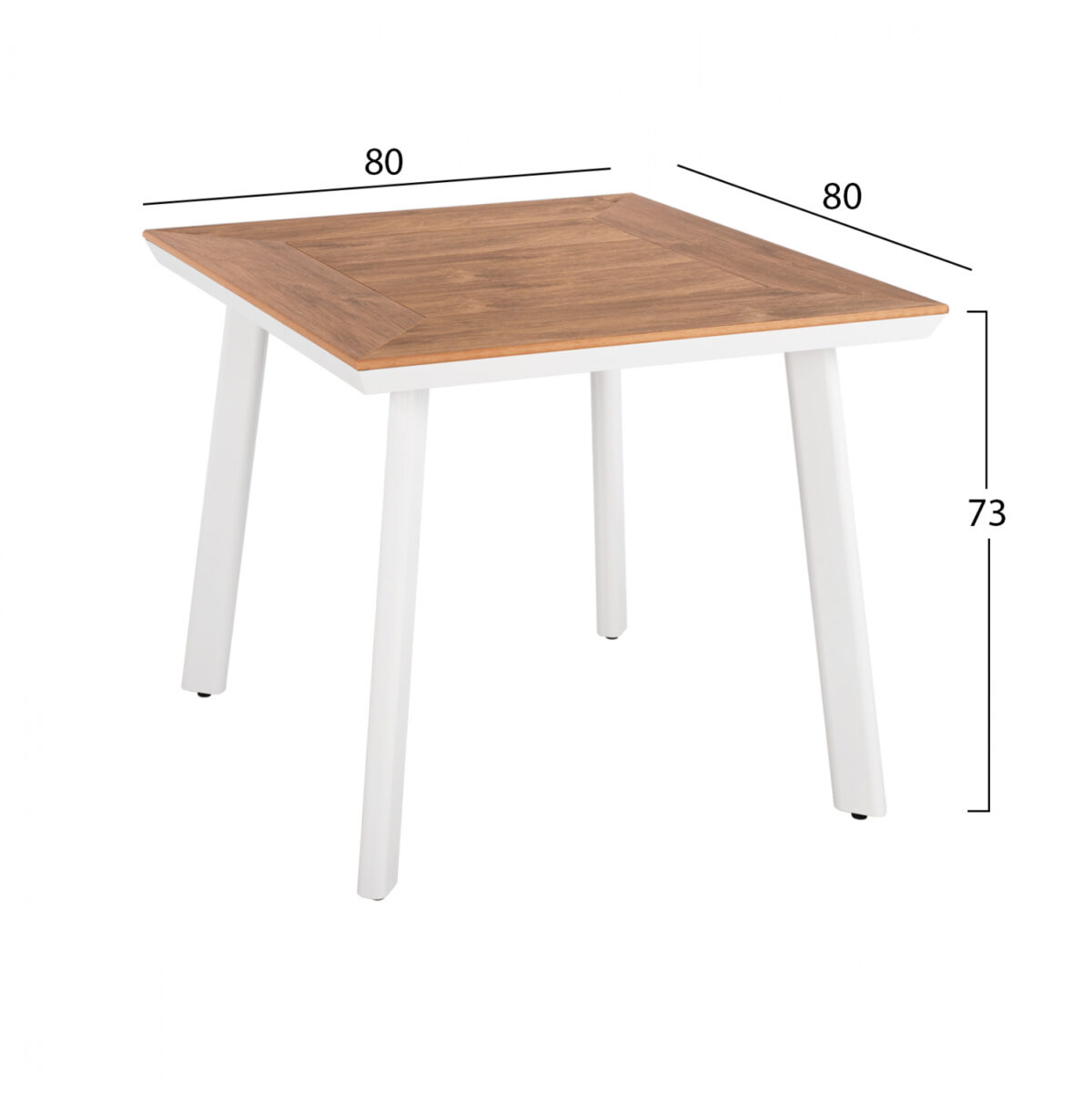 ΣΕΤ ΤΡΑΠΕΖΑΡΙΑ 3ΤΜΧ ΤΡΑΠΕΖΙ ΑΛΟΥΜΙΝΙΟΥ 80X80 & ΠΟΛΥΘΡΟΝΕΣ ΛΕΥΚΕΣ HM11442 - Image 2