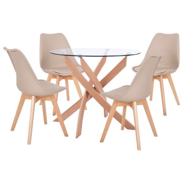 ΣΕΤ ΤΡΑΠΕΖΑΡΙΑΣ 5ΤΜΧ ΤΡΑΠΕΖΙ Φ90X74 & 4 ΚΑΡΕΚΛΕΣ VEGAS ΚΑΠΟΥΤΣΙΝΟ HM11693.25