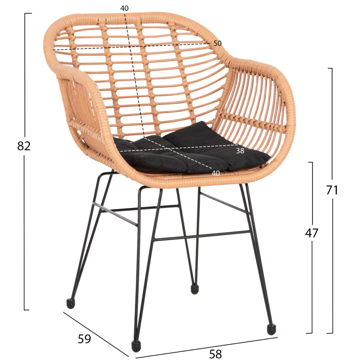 ΣΕΤ ΤΡΑΠΕΖΑΡΙΑΣ 7ΤΜΧ ALLEGRA HM10495 WICKER ΜΠΕΖ-ΜΕΤΑΛΛΟ ΜΑΥΡΟ - Image 3