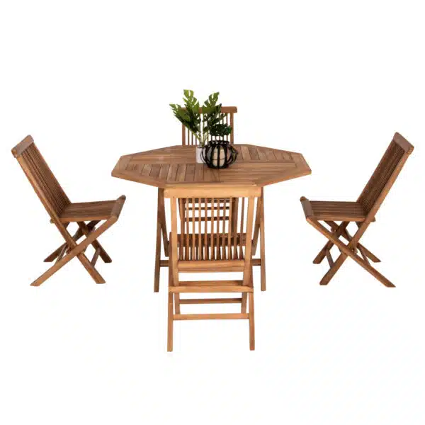 ΣΕΤ ΤΡΑΠΕΖΑΡΙΑΣ ΕΞΩΤ. ΧΩΡΟΥ ΠΤΥΣΣΟΜΕΝΑ 5ΤΜΧ KENDALL HM11950 ΜΑΣΙΦ ΞΥΛΟ TEAK ΦΥΣΙΚΟ - Image 5