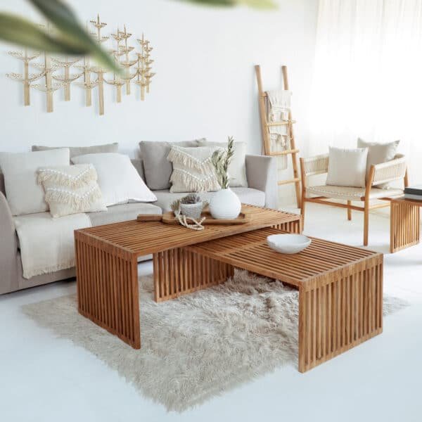 ΣΕΤ ΤΡΑΠΕΖΙΑ ΣΑΛΟΝΙΟΥ NYA HM9548 ΞΥΛΟ ΤΕΑΚ ΣΕ ΦΥΣΙΚΟ ΧΡΩΜΑ 116x60x46,5Υ εκ. - Image 9