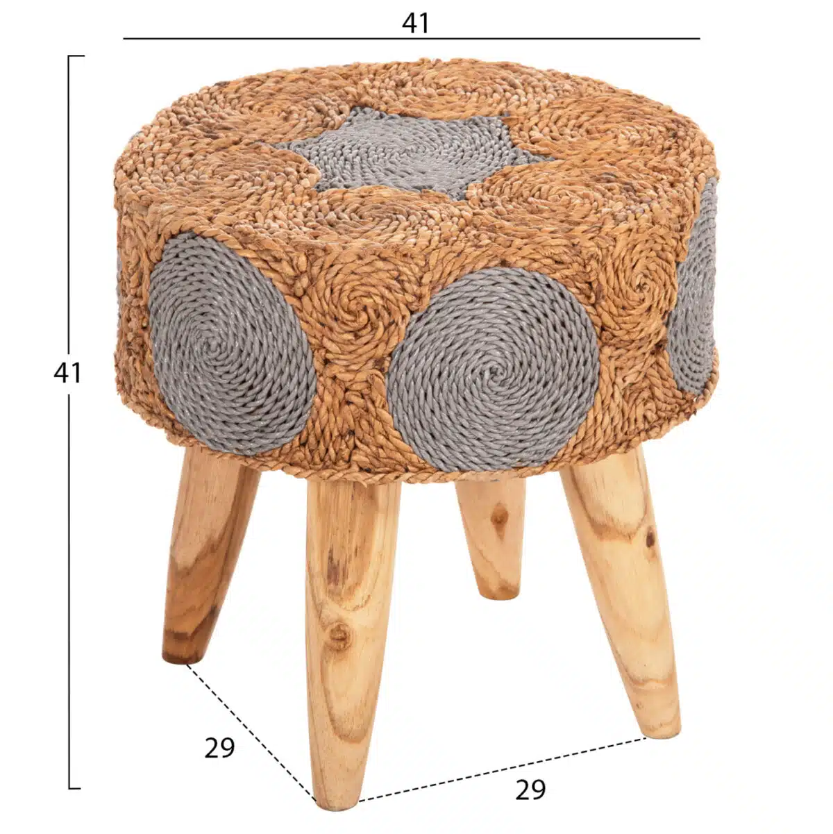 ΣΚΑΜΠΟ BEAM HM7826 ΞΥΛΟ ΤΕΑΚ ΚΑΙ SEAGRASS ΣΕ ΦΥΣΙΚΟ & ΓΚΡΙ Φ43x45Yεκ. - Image 2