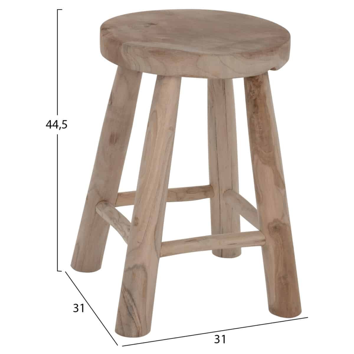 ΣΚΑΜΠΟ KONT HM9337 ΑΠΟ ΜΑΣΙΦ ΞΥΛΟ TΕΑK ΦΥΣΙΚΟ ΧΑΜΗΛΟΥ ΥΨΟΥΣ Φ35Χ45Υεκ. - Image 2