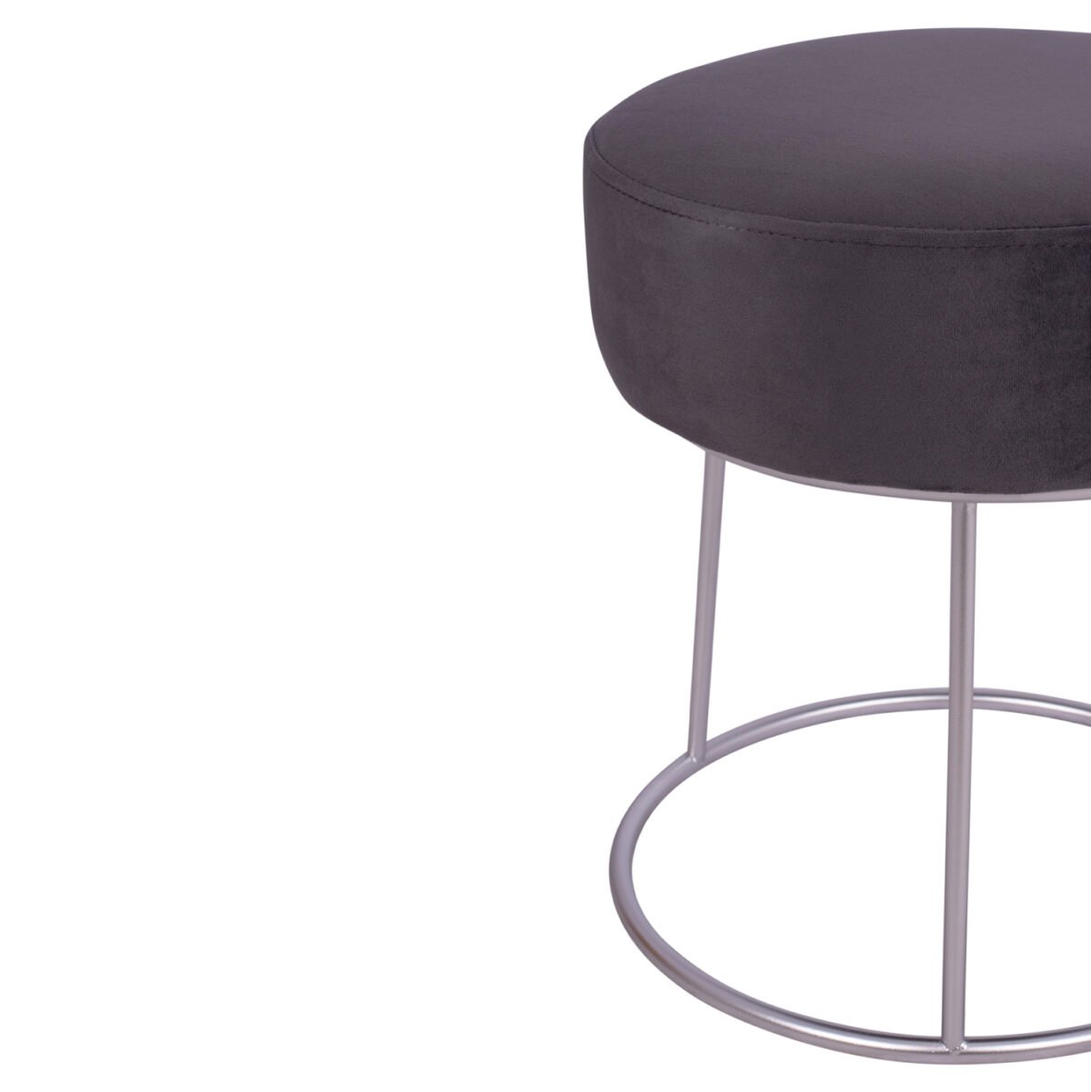 ΣΚΑΜΠΟ KARLO ΓΚΡΙ ΒΕΛΟΥΔΟ ΜΕ ΑΣΗΜΙ ΒΑΣΗ HM8411.01 Φ36x38Υ εκ. - Image 4