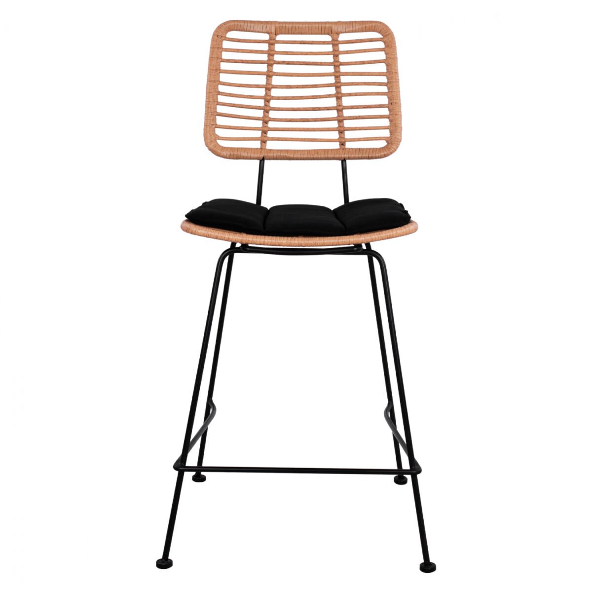 ΣΚΑΜΠΟ ΜΕΣΑΙΟΥ ΥΨΟΥΣ ALLEGRA HM5644 ΜΕΤΑΛΛΙΚΟ ΜΕ WICKER ΣΕ ΜΠΕΖ ΑΠΟΧΡΩΣΗ 55x56x107 εκ. - Image 3