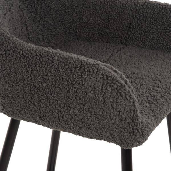 ΣΚΑΜΠΟ ΜΕΣΑΙΟΥ ΥΨΟΥΣ STRIKE HM8592.01 ΥΦΑΣΜΑ TEDDY ΓΚΡΙ-ΜΑΥΡΑ ΜΕΤΑΛΛΙΚΑ ΠΟΔΙΑ 50x50x94,5Υεκ. - Image 7