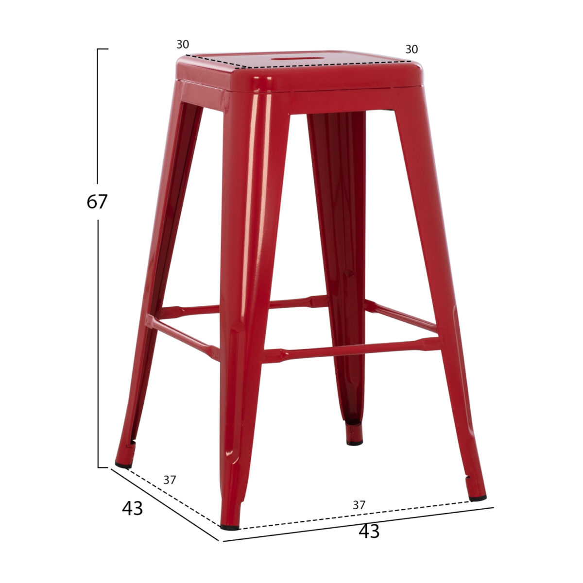 ΣΚΑΜΠΟ ΜΕΣΑΙΟΥ ΥΨΟΥΣ ΜΕΤΑΛΛΙΚΟ HM8573.04 MELITA ΣΕ KOKKINO 43x43x67Yεκ. - Image 2