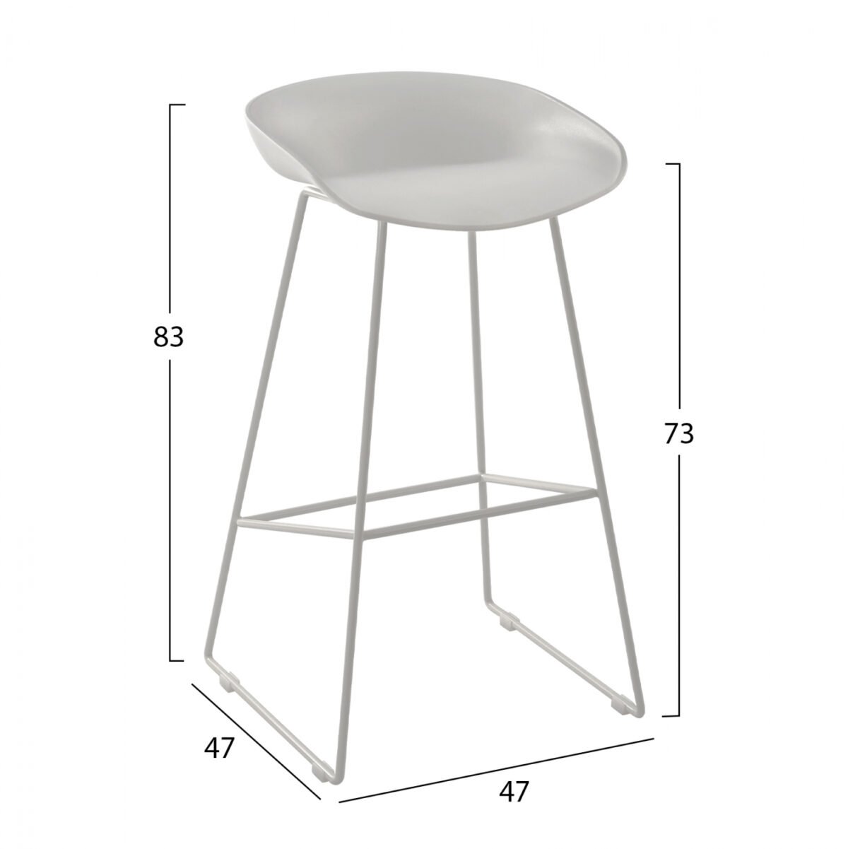 ΣΚΑΜΠΟ ΜΕΤΑΛΛΙΚΟ NAILA HM8450.01 ΜΕ ΚΑΘΙΣΜΑ PP ΛΕΥΚΟ 47x47x83 εκ. - Image 2