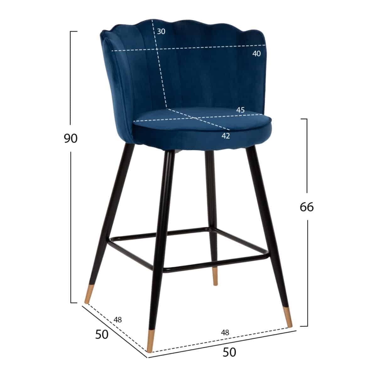 ΣΚΑΜΠΟ ΜΕΣΑΙΟΥ ΥΨΟΥΣ HM8736.08 VESNA ΒΕΛΟΥΔΟ ΜΠΛΕ ΜΕ ΜΕΤΑΛΛΙΚΟ ΣΚΕΛΕΤΟ 50x50x90 εκ. - Image 2