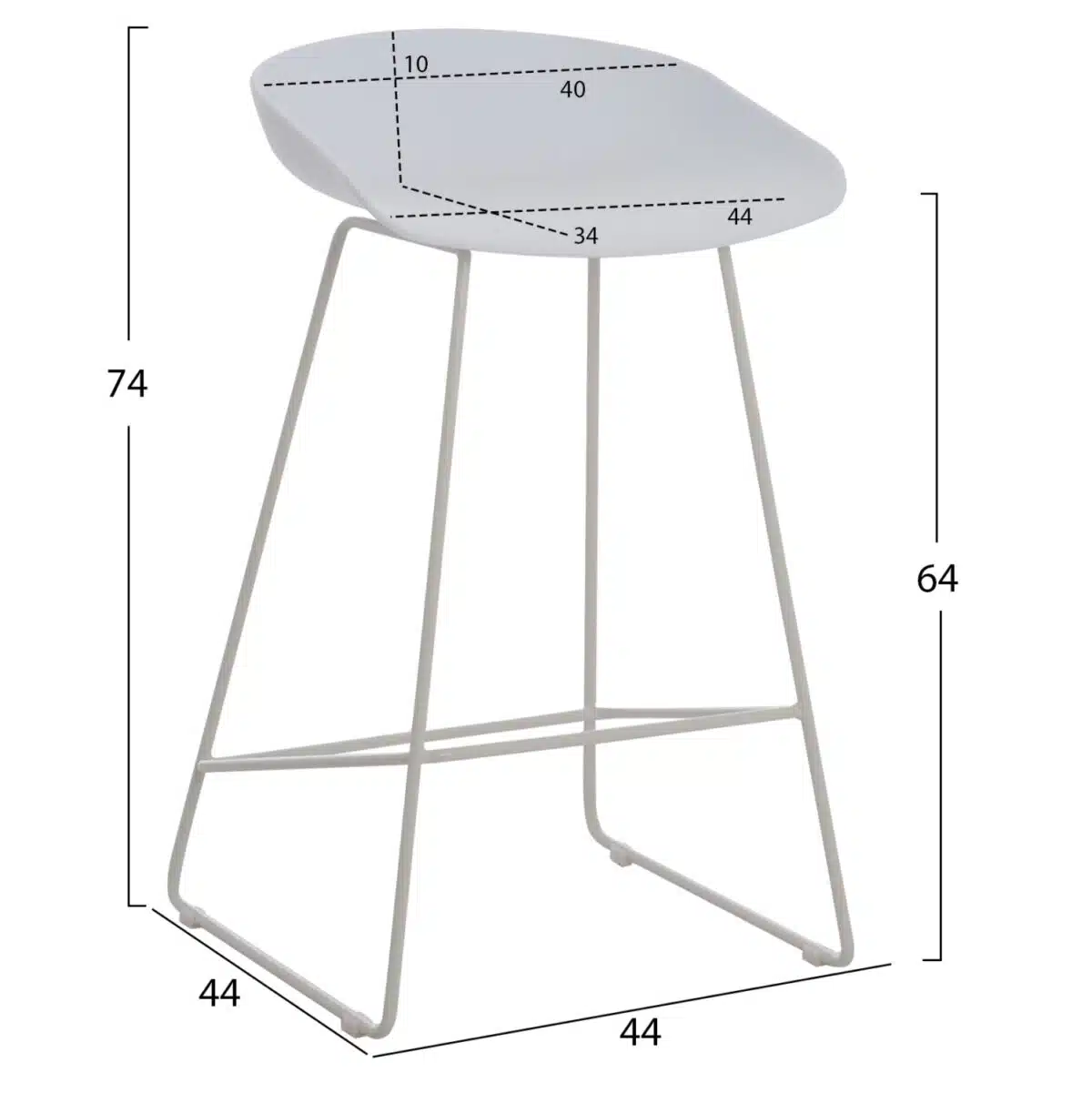 ΣΚΑΜΠΟ ΜΠΑΡ NAILA HM9299.01 ΛΕΥΚΟ ΜΕΣΑΙΟΥ ΥΨΟΥΣ 44x44x74Yεκ. - Image 2