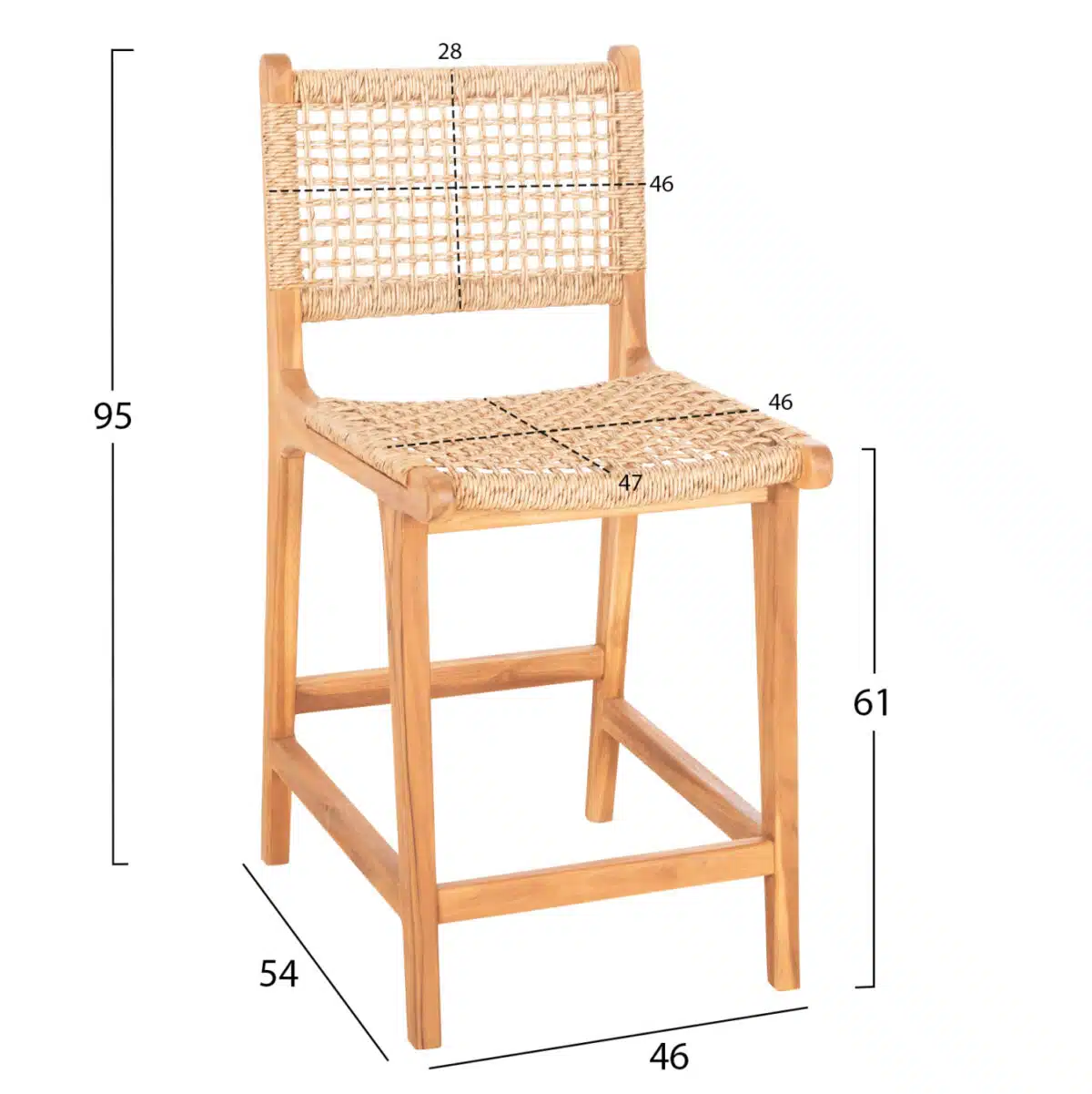 ΣΚΑΜΠΟ ΜΠΑΡ ΜΕ ΠΛΑΤΗ NESHA HM9381.11 ΞΥΛΟ ΤΕΑΚ & ΣΧΟΙΝΙ VIRO VIRO 46x53x96εκ. - Image 2