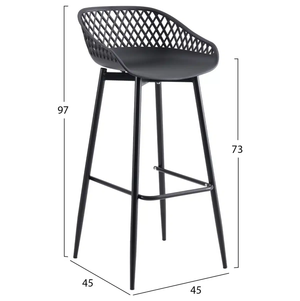 ΣΚΑΜΠΟ ΠΟΛΥΠΡΟΠΥΛΕΝΙΟΥ ΜΑΥΡΟ ΜΕ ΜΕΤΑΛΛΙΚΑ ΠΟΔΙΑ HM8686.12 45x45x97Υ εκ. - Image 2