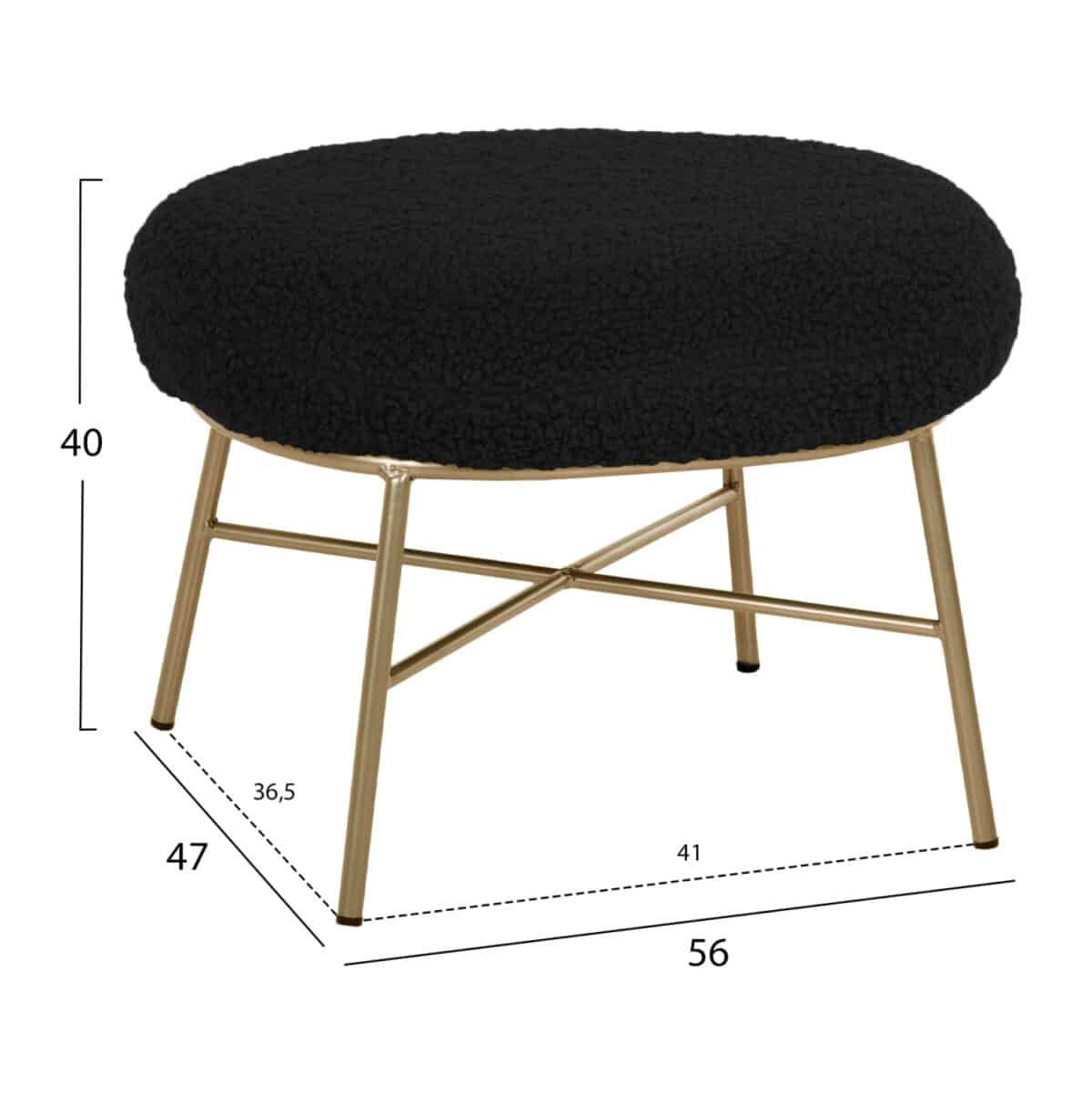 ΣΚΑΜΠΟ ΥΠΟΠΟΔΙΟ TRUDI HM8640.24 ΜΠΟΥΚΛΕ ΜΑΥΡΟ ΜΕ ΧΡΥΣΗ ΒΑΣΗ 56x47x40Y εκ. - Image 2