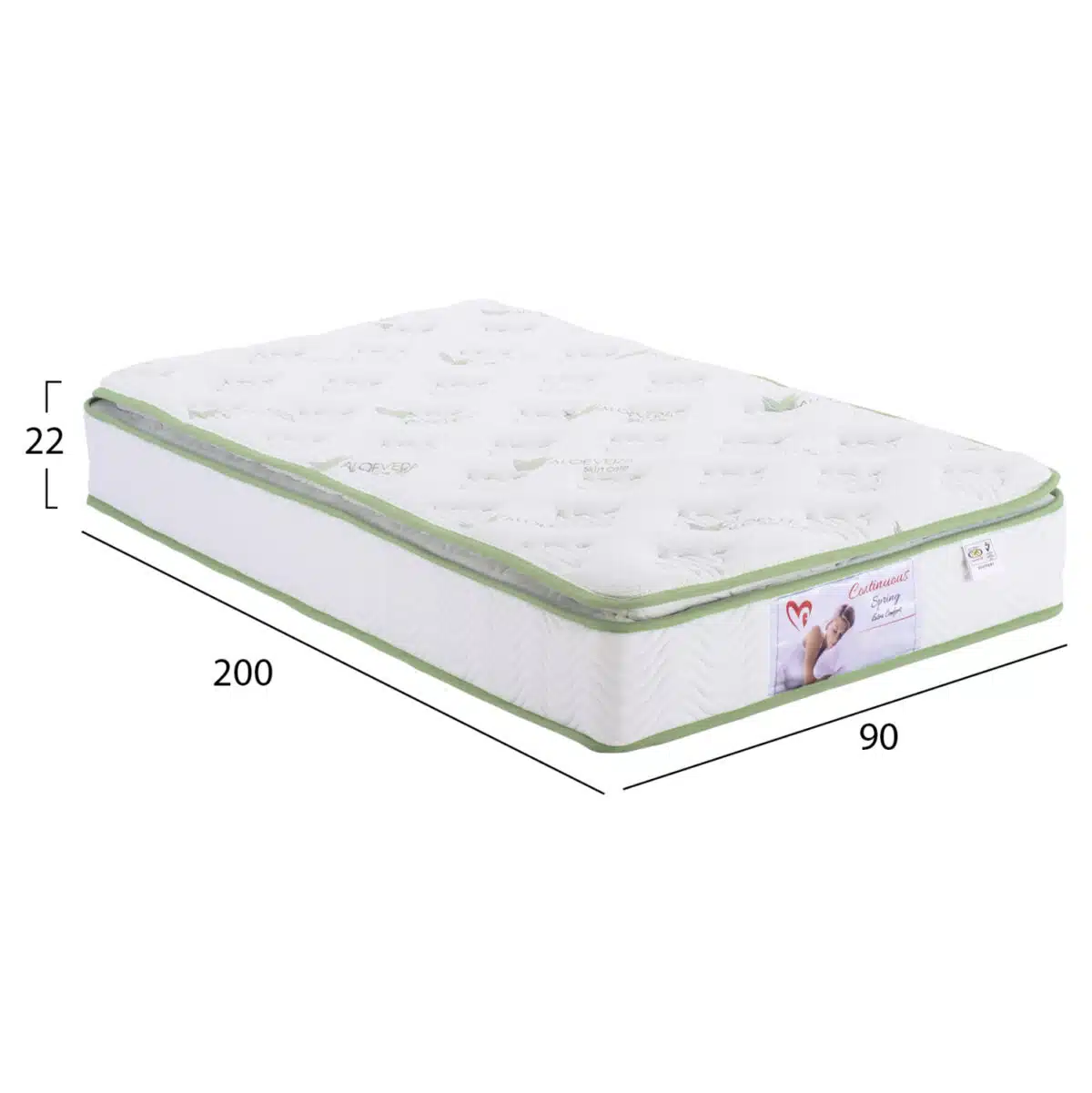 ΣΤΡΩΜΑ CONTINUOUS SPRING ΜΕ ΑΝΩΣΤΡΩΜΑ ALOE VERA 90X200 HM372.20 ΜΟΝΗΣ ΟΨΗΣ - Image 2