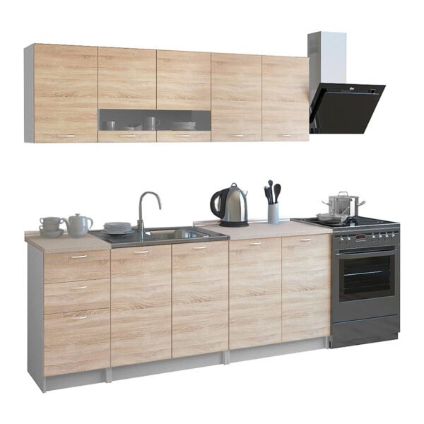 ΣΥΝΘΕΣΗ ΚΟΥΖΙΝΑΣ BENTLEE ΜΕΛΑΜΙΝΗ ΜΕ ΠΑΓΚΟ SONAMA-ΛΕΥΚΟ HM2443 200x46-29