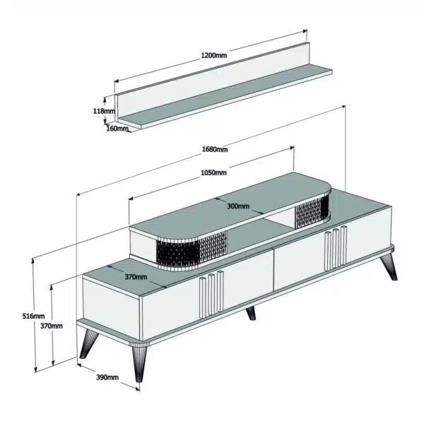 ΣΥΝΘΕΣΗ ΣΑΛΟΝΙΟΥ 2 ΤΜΧ ΦΥΣΙΚΟ OAK HM11848.01 - Image 3