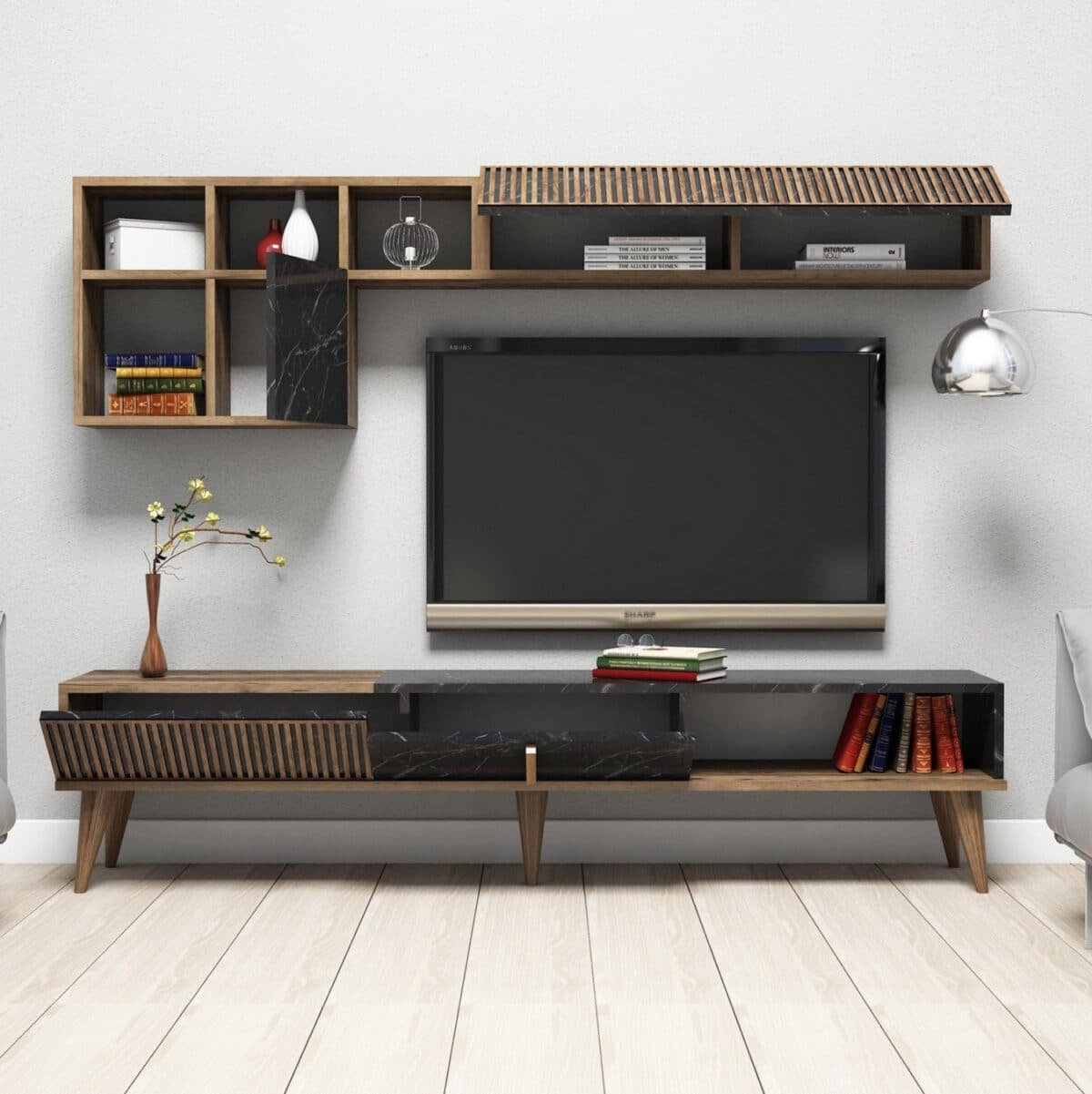 ΣΥΝΘΕΣΗ ΣΑΛΟΝΙΟΥ 2ΤΜΧ ΚΑΡΥΔΙ-ΜΑΥΡΟ ΜΑΡΜΑΡΟ HM11847.02 - Image 5