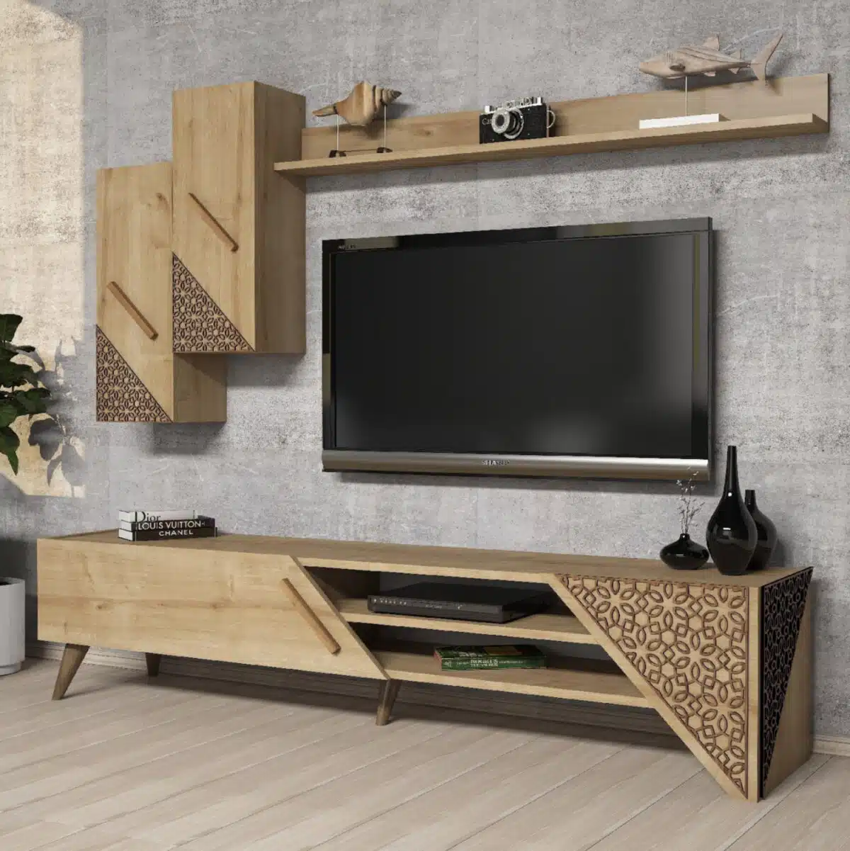 ΣΥΝΘΕΣΗ ΣΑΛΟΝΙΟΥ ΜΕΛΑΜΙΝΗΣ 2 ΤΜΧ ΦΥΣΙΚΟ OAK HM11849.01 - Image 5