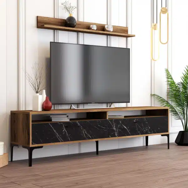 ΣΥΝΘΕΣΗ ΣΑΛΟΝΙΟΥ ΜΕΛΑΜΙΝΗΣ 2ΤΜΧ ΚΑΡΥΔΙ-BLACK MARBLE HM11855.01 - Image 5