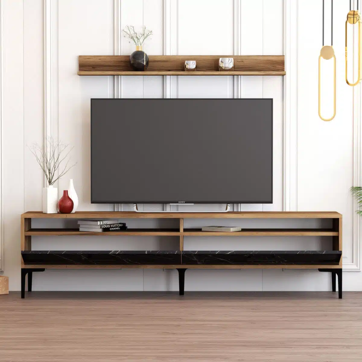 ΣΥΝΘΕΣΗ ΣΑΛΟΝΙΟΥ ΜΕΛΑΜΙΝΗΣ 2ΤΜΧ ΚΑΡΥΔΙ-BLACK MARBLE HM11855.01 - Image 6