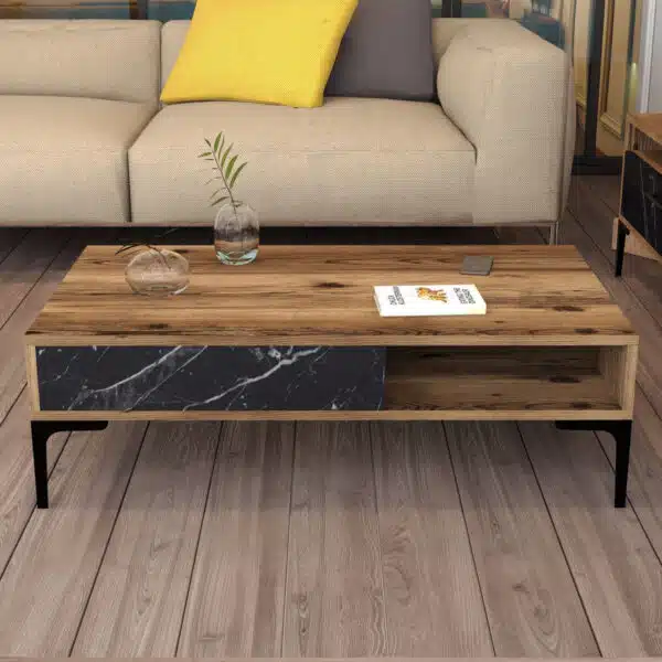 ΣΥΝΘΕΣΗ ΣΑΛΟΝΙΟΥ ΜΕΛΑΜΙΝΗΣ 2ΤΜΧ ΚΑΡΥΔΙ-BLACK MARBLE HM11855.01 - Image 8