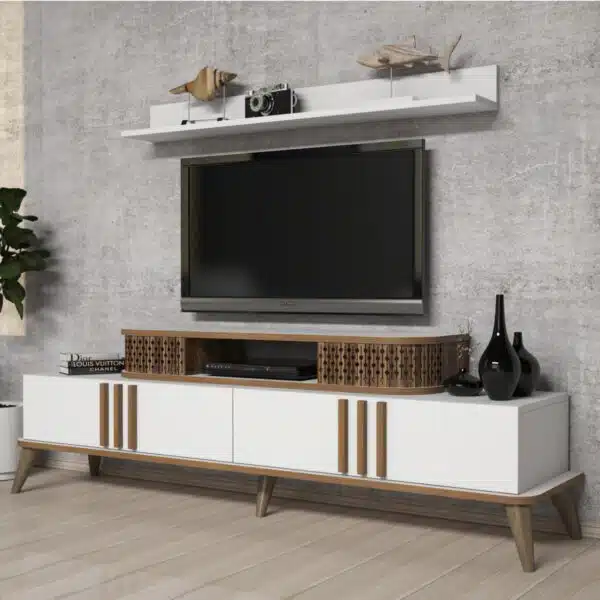 ΣΥΝΘΕΣΗ ΤΗΛΕΟΡΑΣΗΣ HM9515.03 ΜΕΛΑΜΙΝΗΣ ΣΕ ΛΕΥΚΟ & ΚΑΡΥΔΙ ΧΡΩΜΑ 168x39x51.6Y εκ. - Image 3
