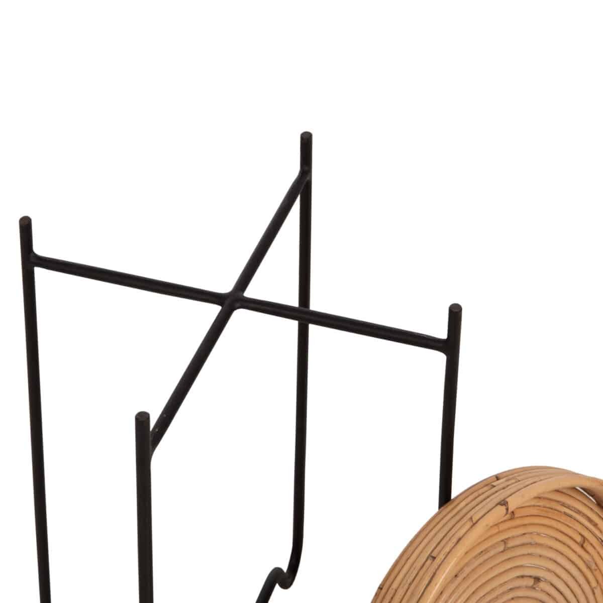 ΤΡΑΠΕΖΑΚΙ ΒΟΗΘΗΤΙΚΟ FLY HM7905 RATTAN ΦΥΣΙΚΟ ΧΡΩΜΑ-ΜΕΤΑΛΛΙΚΗ ΒΑΣΗ ΜΑΥΡΗ Φ32x48Yεκ. - Image 5