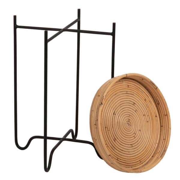 ΤΡΑΠΕΖΑΚΙ ΒΟΗΘΗΤΙΚΟ FLY HM7905 RATTAN ΦΥΣΙΚΟ ΧΡΩΜΑ-ΜΕΤΑΛΛΙΚΗ ΒΑΣΗ ΜΑΥΡΗ Φ32x48Yεκ. - Image 8