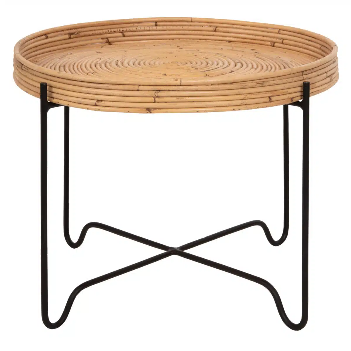 ΤΡΑΠΕΖΑΚΙ ΒΟΗΘΗΤΙΚΟ FLY HM7907 RATTAN ΦΥΣΙΚΟ ΧΡΩΜΑ-ΜΕΤΑΛΛΙΚΗ ΒΑΣΗ ΜΑΥΡΗ Φ50x40Υεκ. - Image 3