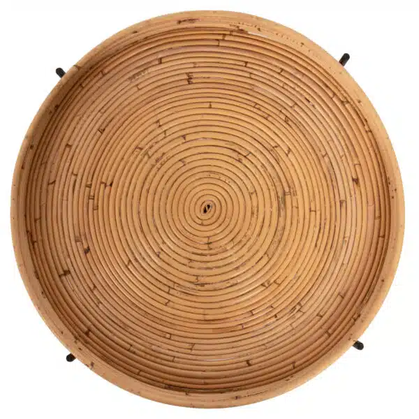 ΤΡΑΠΕΖΑΚΙ ΒΟΗΘΗΤΙΚΟ FLY HM7907 RATTAN ΦΥΣΙΚΟ ΧΡΩΜΑ-ΜΕΤΑΛΛΙΚΗ ΒΑΣΗ ΜΑΥΡΗ Φ50x40Υεκ. - Image 5