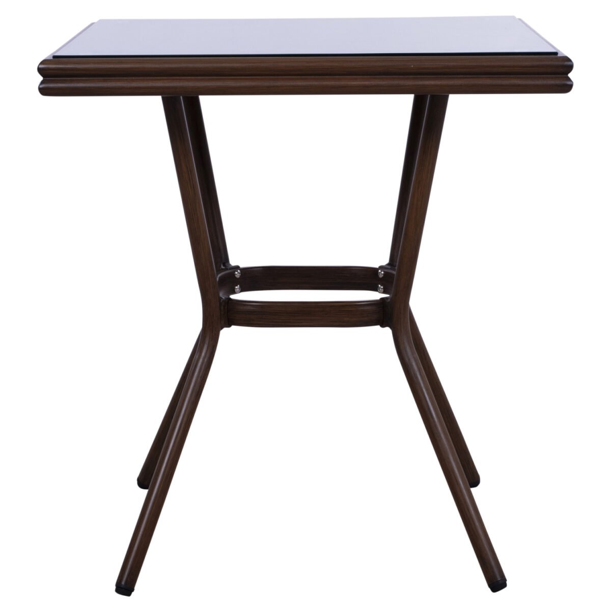 ΤΡΑΠΕΖΙ ΑΛΟΥΜΙΝΙΟΥ HARLOW 70X70X76  BAMBOO LOOK HM5568.03 ΚΑΦΕ ΜΕ ΓΥΑΛΙ - Image 3