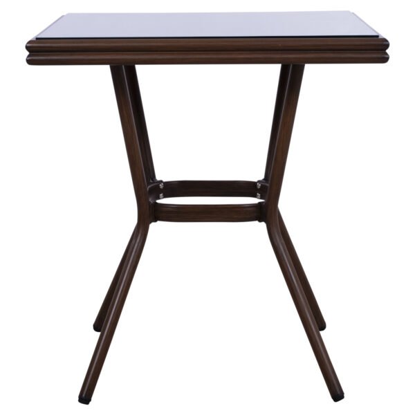 ΤΡΑΠΕΖΙ ΑΛΟΥΜΙΝΙΟΥ HARLOW 70X70X76  BAMBOO LOOK HM5568.03 ΚΑΦΕ ΜΕ ΓΥΑΛΙ - Image 3