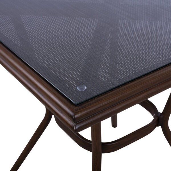 ΤΡΑΠΕΖΙ ΑΛΟΥΜΙΝΙΟΥ HARLOW 70X70X76  BAMBOO LOOK HM5568.03 ΚΑΦΕ ΜΕ ΓΥΑΛΙ - Image 4