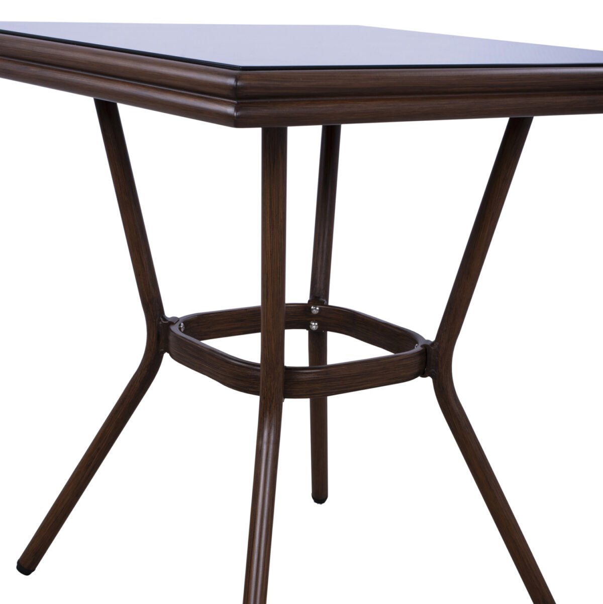 ΤΡΑΠΕΖΙ ΑΛΟΥΜΙΝΙΟΥ HARLOW 70X70X76  BAMBOO LOOK HM5568.03 ΚΑΦΕ ΜΕ ΓΥΑΛΙ - Image 6