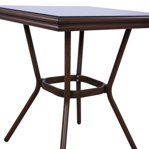 ΤΡΑΠΕΖΙ ΑΛΟΥΜΙΝΙΟΥ HARLOW 70X70X76  BAMBOO LOOK HM5568.03 ΚΑΦΕ ΜΕ ΓΥΑΛΙ - Image 6