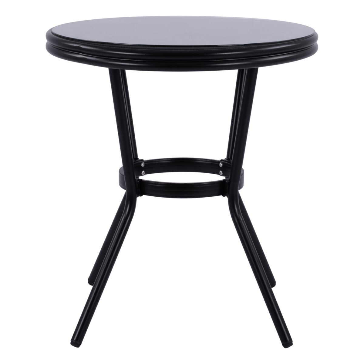 ΤΡΑΠΕΖΙ ΑΛΟΥΜΙΝΙΟΥ MOSES Φ70 BAMBOO LOOK HM5532.02 ΜΑΥΡΟ ΜΕ ΓΥΑΛΙ Φ70X76 εκ - Image 3