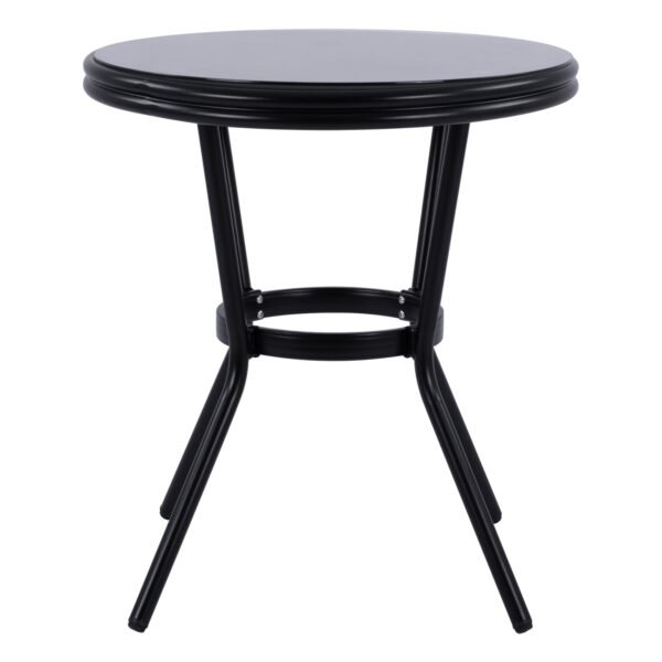 ΤΡΑΠΕΖΙ ΑΛΟΥΜΙΝΙΟΥ MOSES Φ70 BAMBOO LOOK HM5532.02 ΜΑΥΡΟ ΜΕ ΓΥΑΛΙ Φ70X76 εκ - Image 3