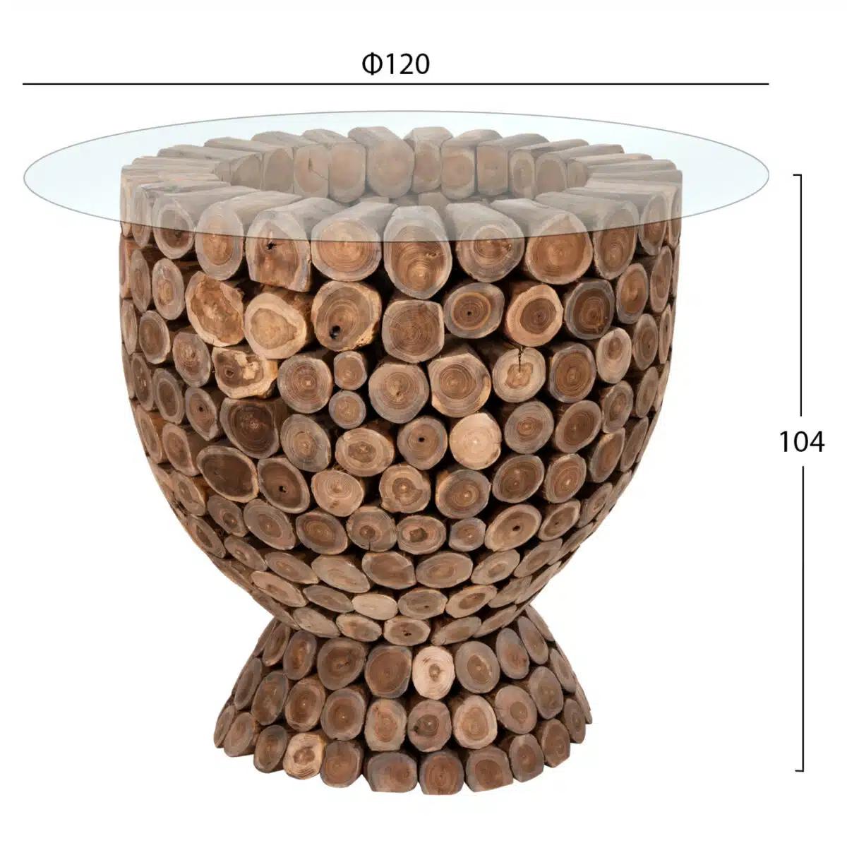 ΤΡΑΠΕΖΙ BAR ΣΤΡΟΓΓΥΛΟ LEEROY HM9806 KOMMATIA ΞΥΛΟΥ TEAK Φ900x103Υεκ. - Image 2