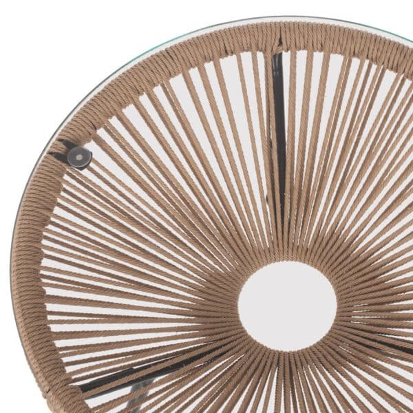 ΤΡΑΠΕΖΙ ΒΟΗΘΗΤΙΚΟ ALLEGRA ΜΑΥΡΟ ΜΕΤΑΛΛΟ  ME TWISTED WICKER ΦΥΣΙΚΟ HM5873.01 Φ47Χ45Υεκ. - Image 4