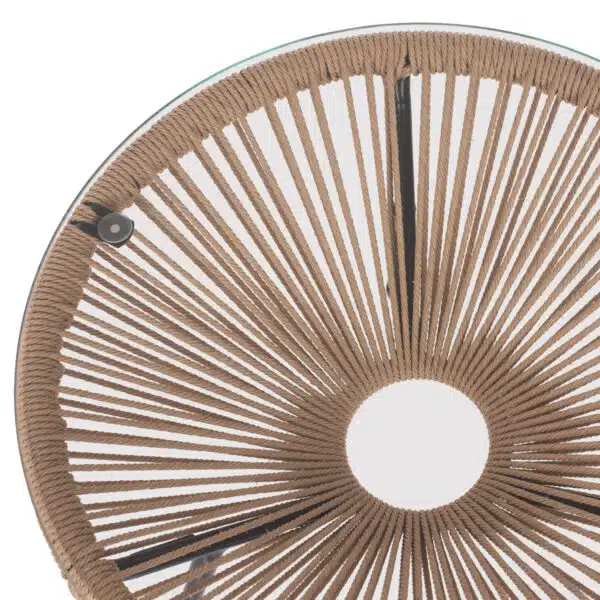 ΤΡΑΠΕΖΙ ΒΟΗΘΗΤΙΚΟ ALLEGRA ΜΑΥΡΟ ΜΕΤΑΛΛΟ  ME TWISTED WICKER ΦΥΣΙΚΟ HM5873.01 Φ47Χ45Υεκ. - Image 4