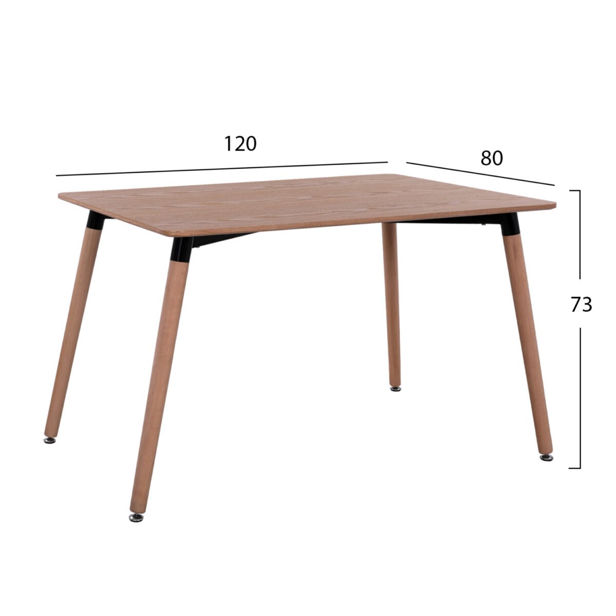 ΤΡΑΠΕΖΙ MINIMAL HM008.04 ΦΥΣΙΚΟ ΞΥΛΙΝΑ ΠΟΔΙΑ ΟΞΙΑ 120Χ80X73Υ εκ. - Image 2