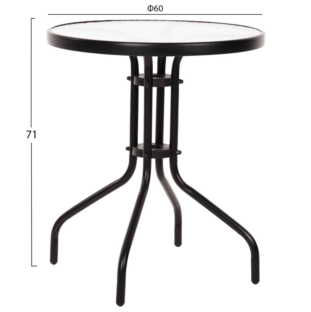 ΤΡΑΠΕΖΙ LIMA Φ60x68Υεκ. ΜΕΤΑΛΛΙΚΟ ΜΑΥΡΟ ΜΕ ΓΥΑΛΙΝΗ ΕΠΙΦΑΝΕΙΑ HM5079.03 - Image 2