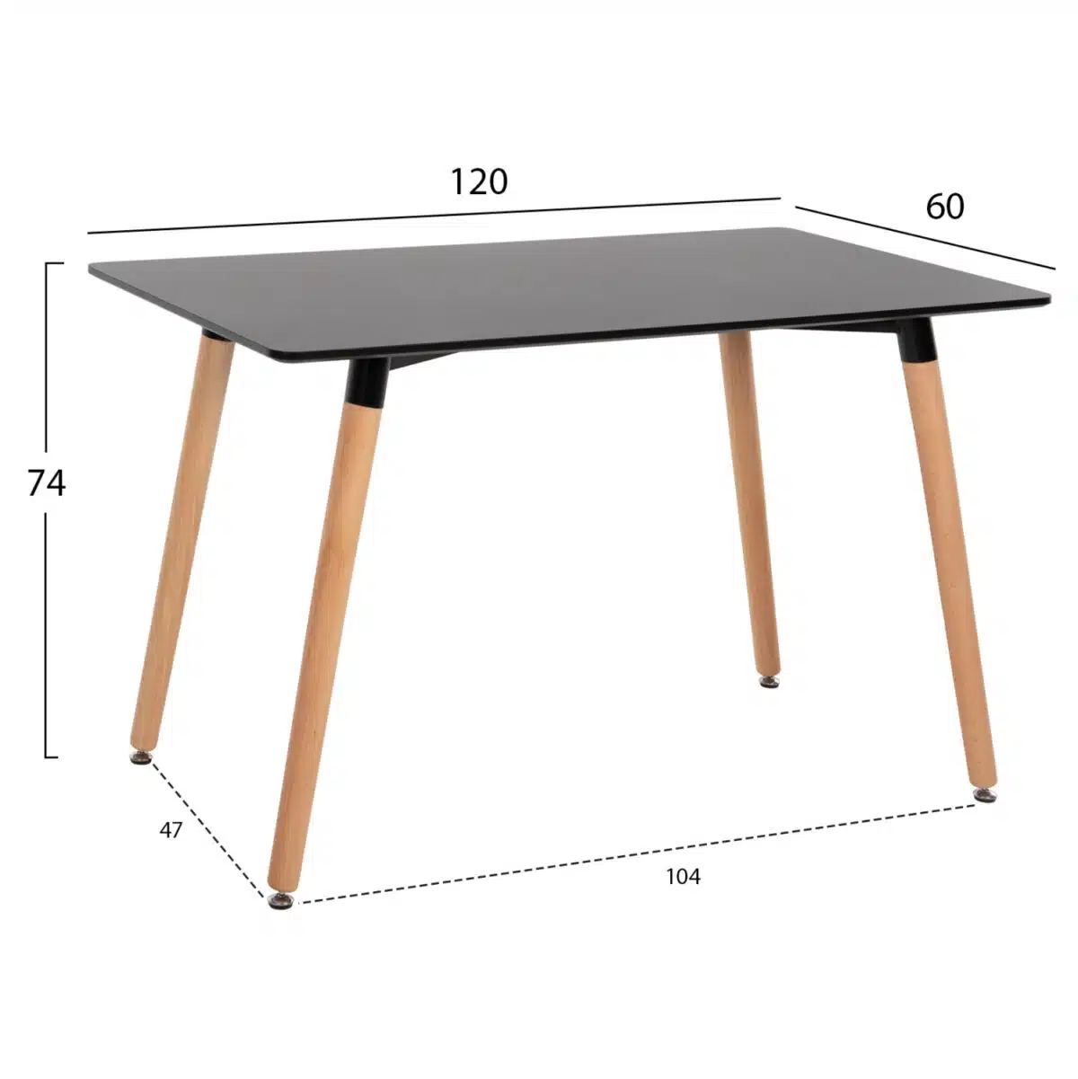 ΤΡΑΠΕΖΙ MINIMAL HM8581.02 ΜΑΥΡΟ MDF-ΠΟΔΙΑ ΟΞΙΑ ΣΕ ΦΥΣΙΚΟ ΧΡΩΜΑ- 120Χ60X74Υεκ. - Image 2