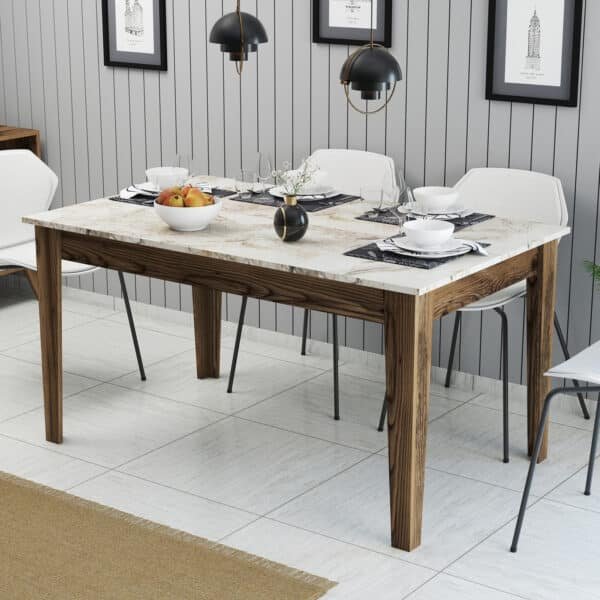 ΤΡΑΠΕΖΙ STANDARD HM9507.03 ΜΕΛΑΜΙΝΗ ΚΑΡΥΔΙ-ΛΕΥΚΟ ΜΑΡΜΑΡΟ ΜΕ ΑΠΟΘ.ΧΩΡΟ 145x88x75Yεκ. - Image 3