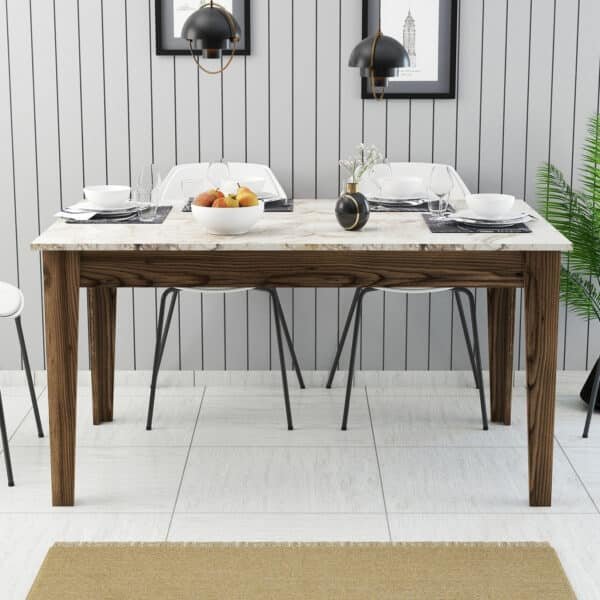 ΤΡΑΠΕΖΙ STANDARD HM9507.03 ΜΕΛΑΜΙΝΗ ΚΑΡΥΔΙ-ΛΕΥΚΟ ΜΑΡΜΑΡΟ ΜΕ ΑΠΟΘ.ΧΩΡΟ 145x88x75Yεκ. - Image 4