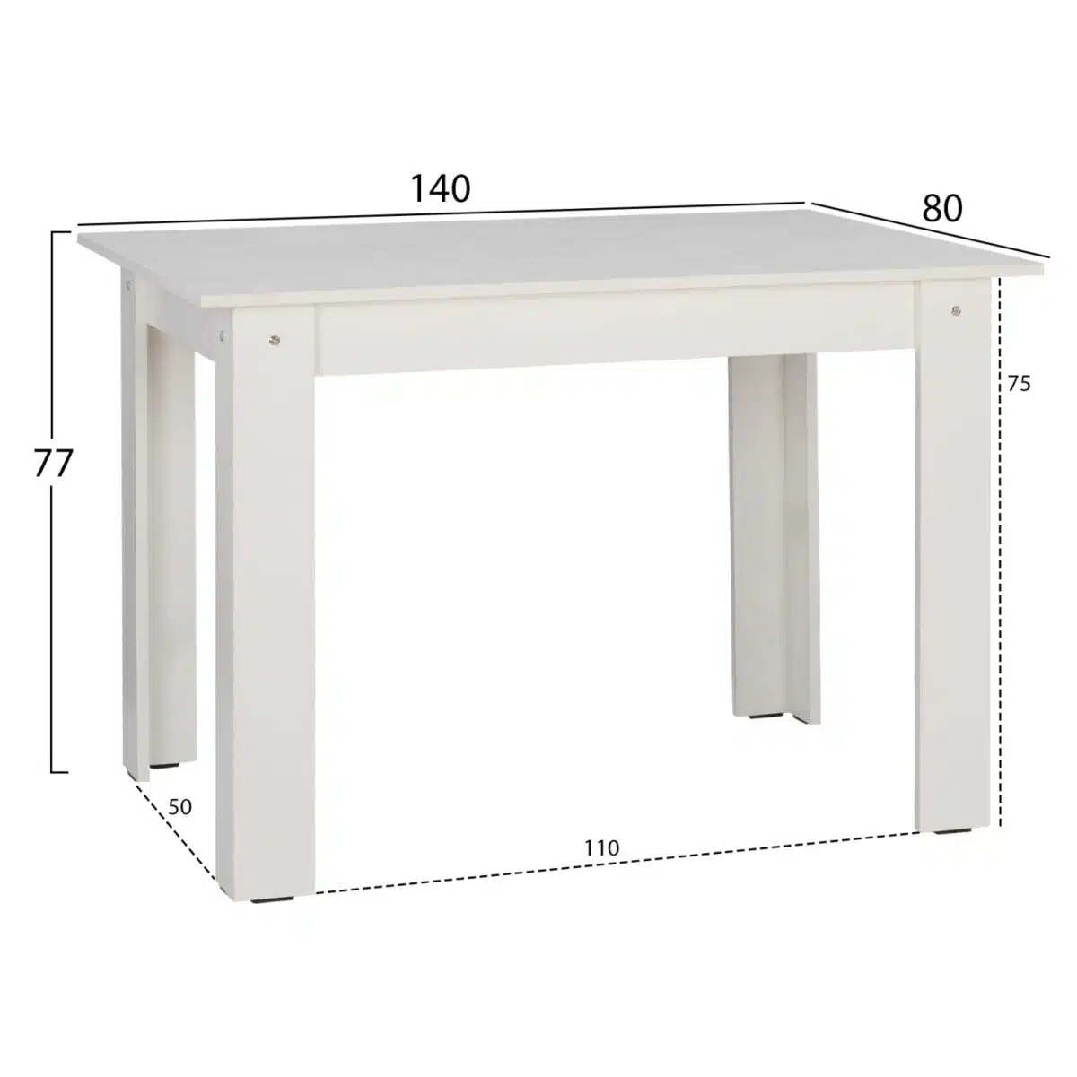 ΤΡΑΠΕΖΙ ΚΟΥΖΙΝΑΣ KELVIN 140x80x77Υεκ. ΛΕΥΚΟ HM2429.03 - Image 2