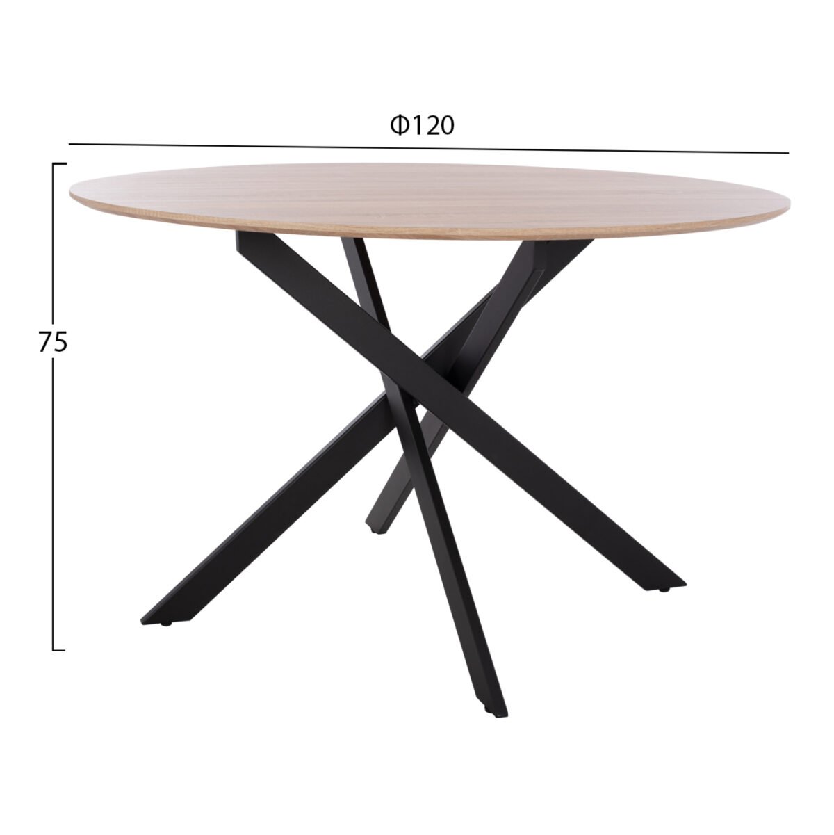 ΤΡΑΠΕΖΙ ROSARIO ΜΕ ΜDF ΕΠΙΦΑΝΕΙΑ SONAMA & ΜΕΤΑΛΛΙΚΑ ΠΟΔΙΑ HM8742.01 Φ120Χ75 εκ. - Image 2