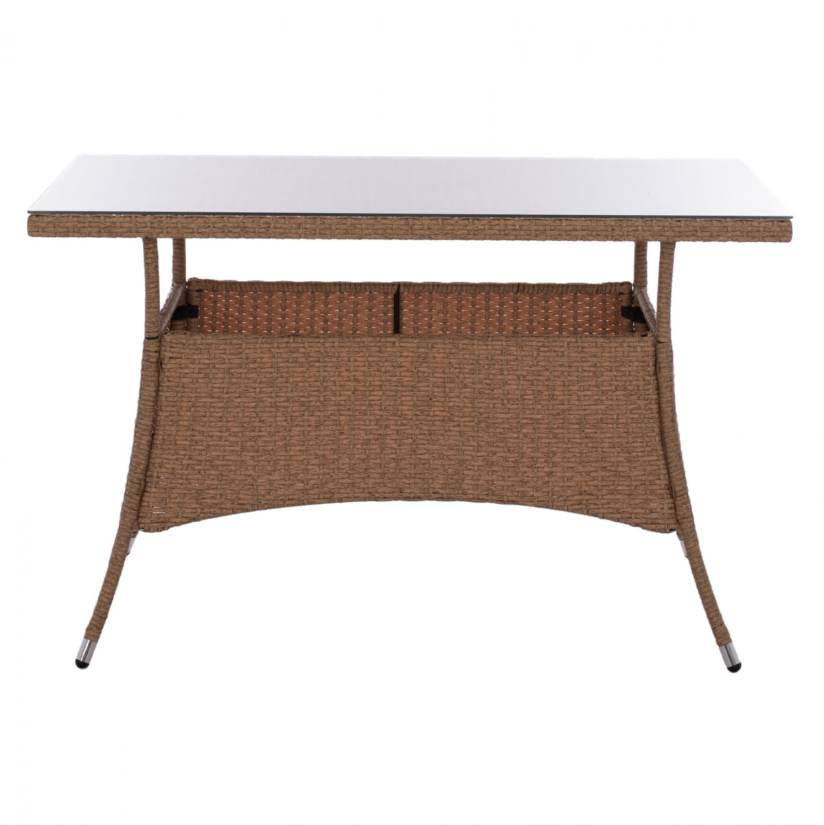 ΤΡΑΠΕΖΙ ΜΕΤΑΛΛΙΚΟ MILITARY RATTAN ΜΠΕΖ ΚΑΦΕ HM5141.32 120x70x75Υ εκ. - Image 3