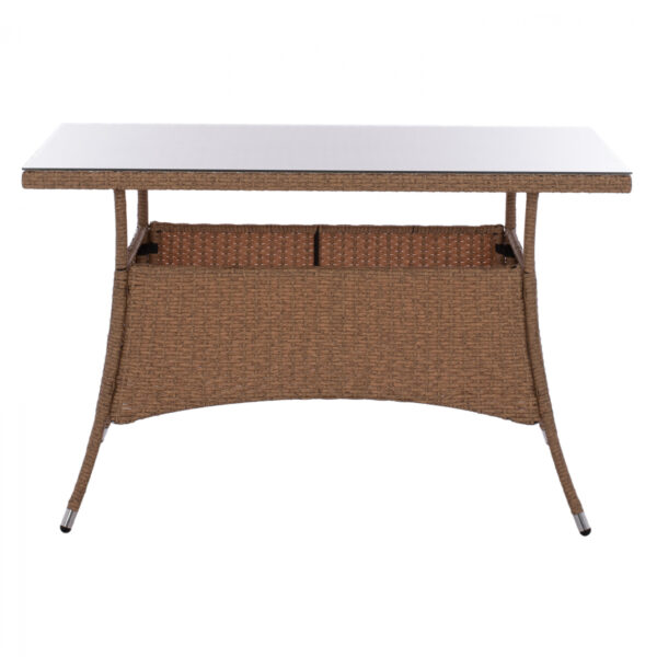 ΤΡΑΠΕΖΙ ΜΕΤΑΛΛΙΚΟ MILITARY RATTAN ΜΠΕΖ ΚΑΦΕ HM5141.32 120x70x75Υ εκ. - Image 3