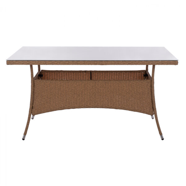 ΤΡΑΠΕΖΙ ΜΕΤΑΛΛΙΚΟ MINSK RATTAN ΜΠΕΖ ΚΑΦΕ HM5507.02 150x90x75 εκ. - Image 3